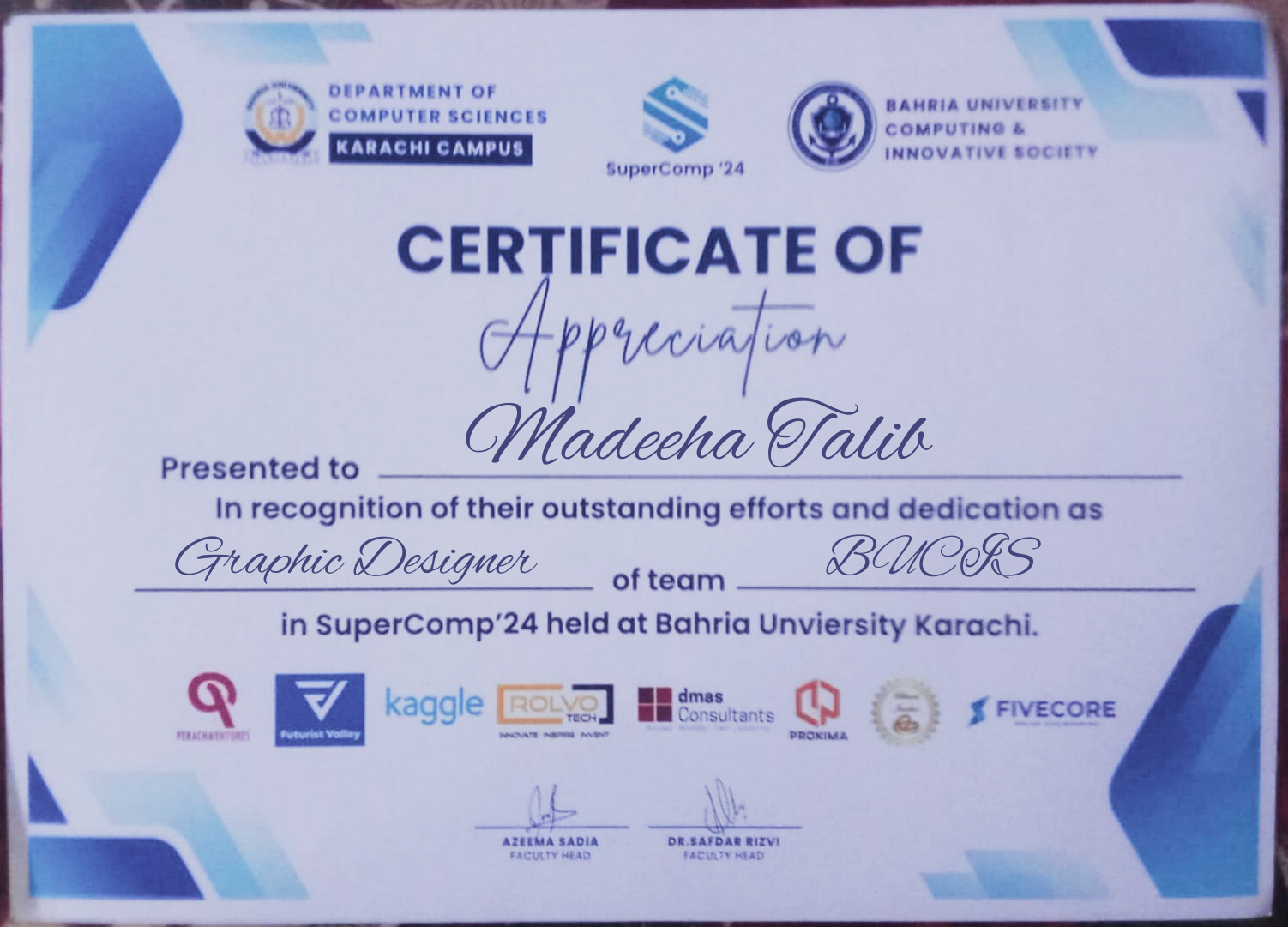 Graphics Designer Appreciation Certificate